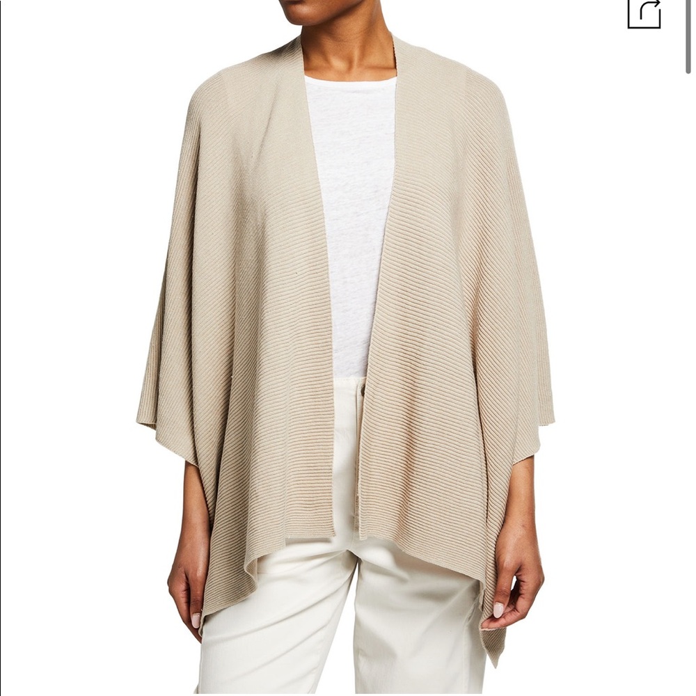 Eileen Fisher Organic Linen-cotton Ribbed Serape In Natural.
